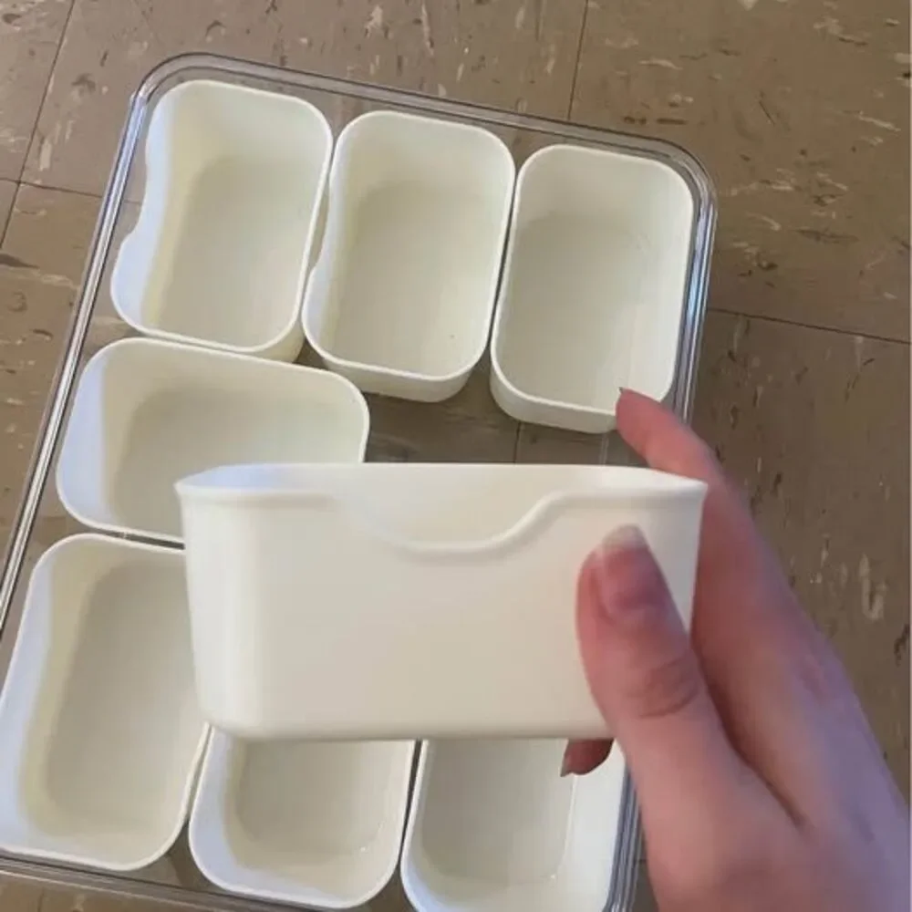 Portable Snackle Bento Box with 8 Compartments, Serving Picks, Lid, and Handles